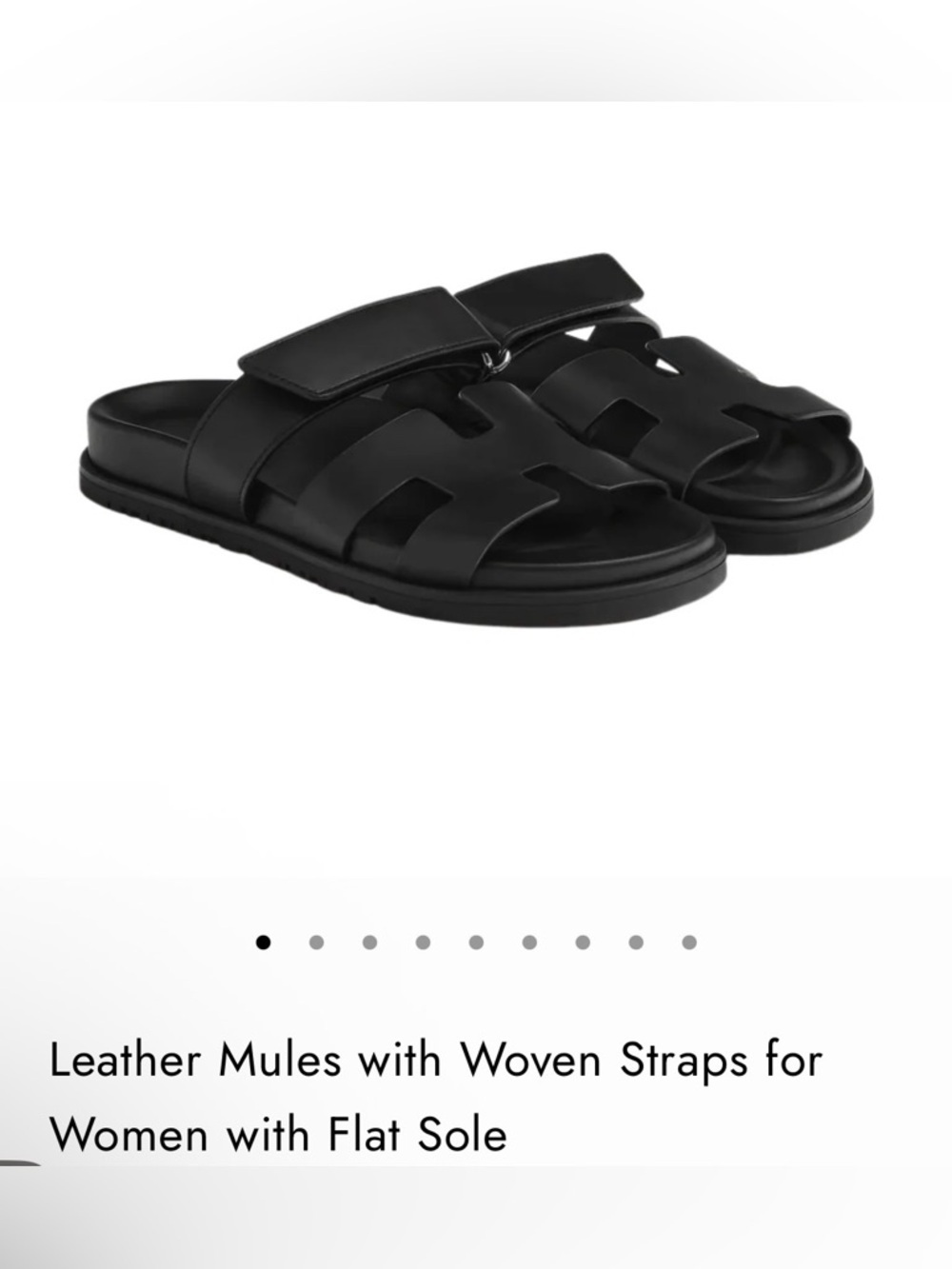 Black Leather Slide Sandals with Cutout Straps
